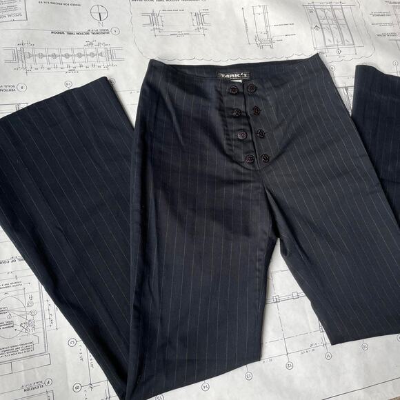 RARE vintage early 00s by Tark’ 1 pin stripe black flare pants. - Picture 1 of 4